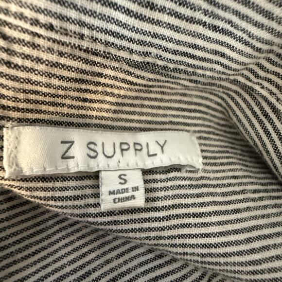 Z Supply Helena Wide Leg Jumpsuit Size S Black White Pinstripe Linen Pockets - Picture 8 of 9